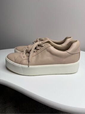 Vince Leather Platform Sneakers in Blush Beige